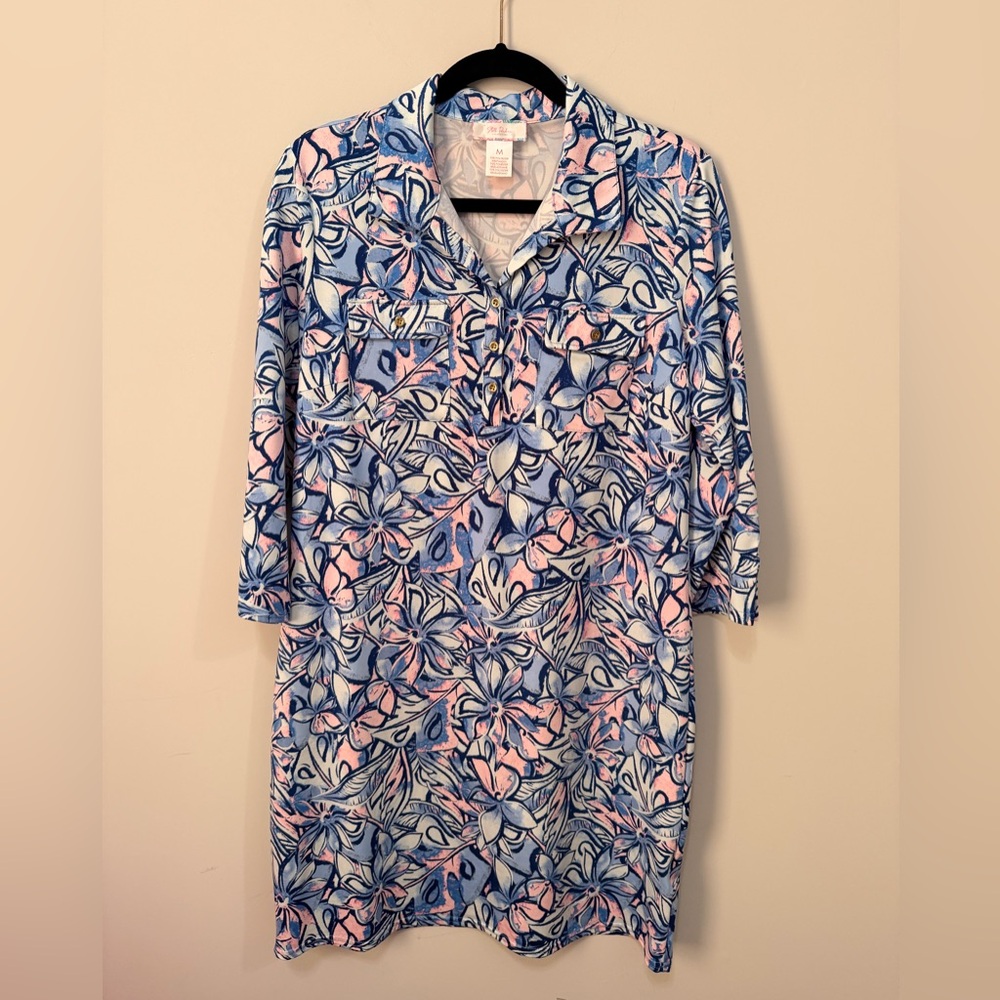 Floral Blue and Pink Women's Dress